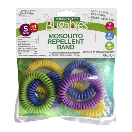 Bugables PIC Bugables Insect Repellent Wrist Band For Mosquitoes 6 pk 6PK-BCBTS